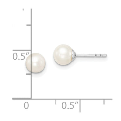 Sterling Silver Madi K Rhodium-plated White Round Freshwater Cultured Pearl Post Earrings