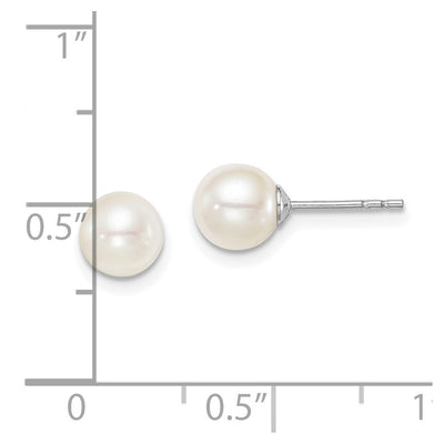 Sterling Silver Madi K Rhodium-plated White Round Freshwater Cultured Pearl Post Earrings