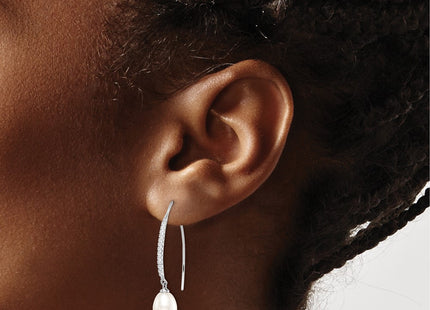 Sterling silver cubic zirconia teardrop earrings, another view