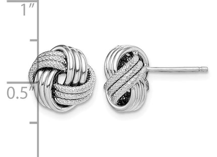 Sterling silver knot earrings, further view