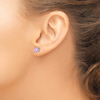 Sterling Silver Polished Pink, White & Blue Round Created Opal 3 Pair Set of Stud Earrings