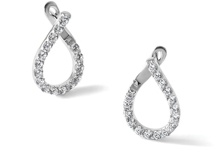 Sterling Shimmer Sterling Silver Rhodium-plated 32 Stone CZ Front and Back Teardrop Hinged Hoop Earrings