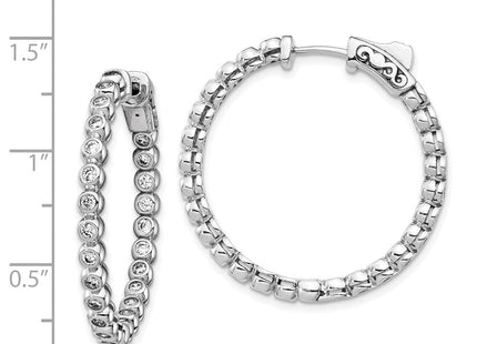 Sterling Shimmer Sterling Silver Rhodium-plated 50 Stone CZ In and Out Round Hinged Hoop Earrings (Style QE15446)