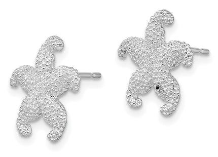 Sterling silver starfish earrings, alternate view