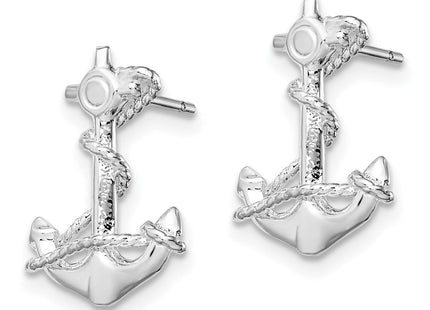 Sterling silver anchor earrings, alternate view