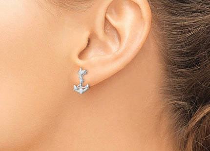 Sterling silver anchor earrings, another view