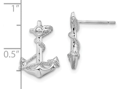 Sterling silver anchor earrings, further view
