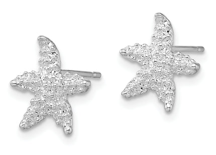 De-Ani Sterling Silver Rhodium-Plated Polished Starfish Post Earrings