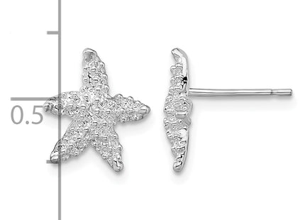 De-Ani Sterling Silver Rhodium-Plated Polished Starfish Post Earrings