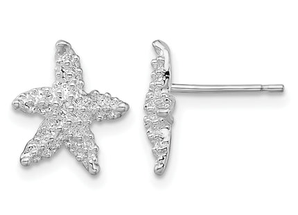 De-Ani Sterling Silver Rhodium-Plated Polished Starfish Post Earrings