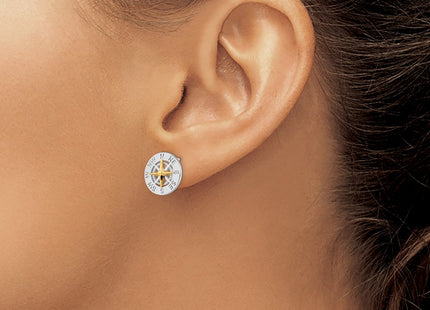 Silver/14k Two-Tone Earrings Style QE15541G - Classique Jewelry Inc.