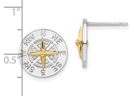 Silver/14k Two-Tone Earrings Style QE15541G - Classique Jewelry Inc.