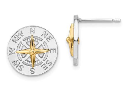 Silver/14k Two-Tone Earrings Style QE15541G - Classique Jewelry Inc.