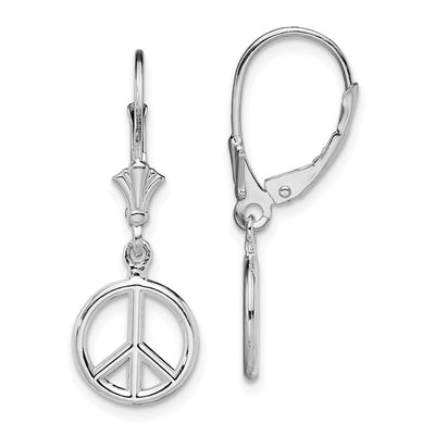De-Ani Sterling Silver Rhodium-Plated 3D Peace Symbol Leverback Earrings