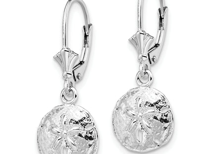 De-Ani Sterling Silver Rhodium-Plated Polished Sand Dollar Leverback Earrings