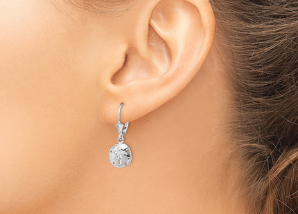 De-Ani Sterling Silver Rhodium-Plated Polished Sand Dollar Leverback Earrings