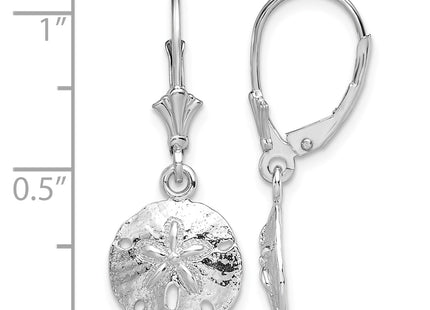De-Ani Sterling Silver Rhodium-Plated Polished Sand Dollar Leverback Earrings