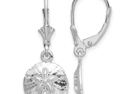 De-Ani Sterling Silver Rhodium-Plated Polished Sand Dollar Leverback Earrings