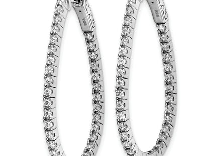 Sterling Shimmer Sterling Silver Rhodium-plated 66 Stone CZ In and Out Oval Hinged Hoop Earrings, 38 x 26.8mm