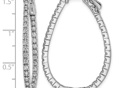 Sterling Shimmer Sterling Silver Rhodium-plated 66 Stone CZ In and Out Oval Hinged Hoop Earrings, 38 x 26.8mm