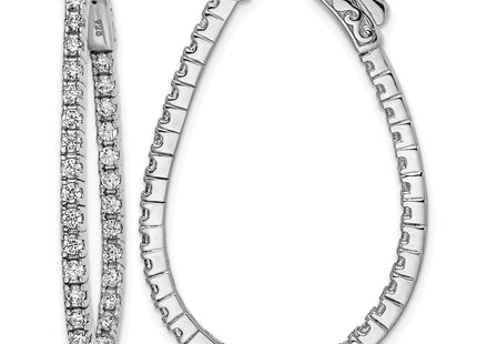 Sterling Shimmer Sterling Silver Rhodium-plated 66 Stone CZ In and Out Oval Hinged Hoop Earrings, 38 x 26.8mm