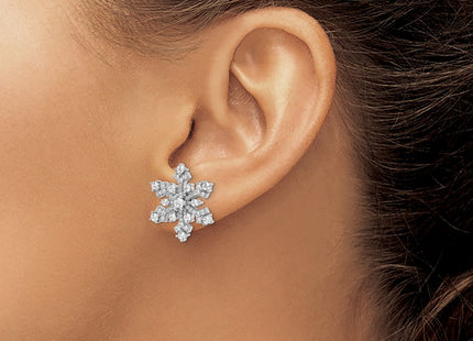 Sterling silver cubic zirconia snowflake earrings, another view