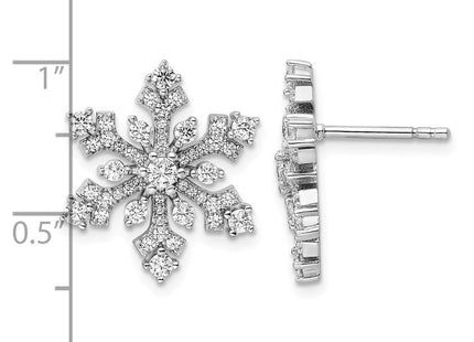 Sterling silver cubic zirconia snowflake earrings, further view