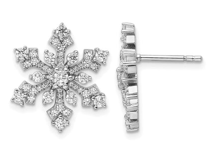 Sterling silver cubic zirconia snowflake earrings