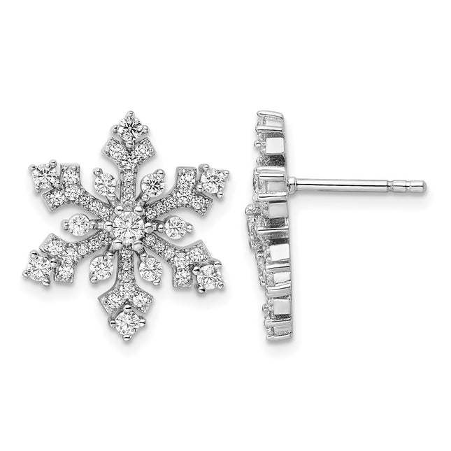 Sterling silver cubic zirconia snowflake earrings