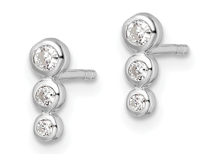 Sterling Silver RH Polished CZ Post Earrings (Style QE15716)