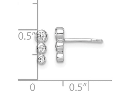 Sterling Silver RH Polished CZ Post Earrings (Style QE15716)