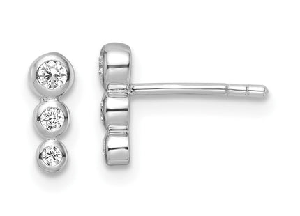 Sterling Silver RH Polished CZ Post Earrings (Style QE15716)