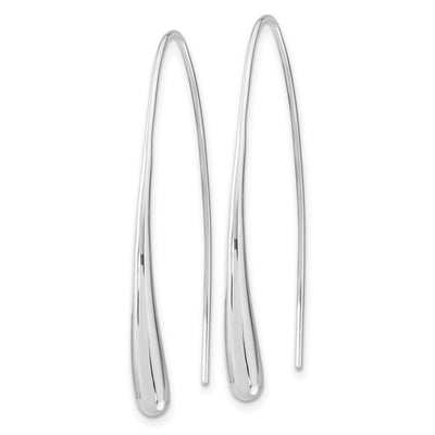 Sterling Silver Rh-Plated Polished Teardrop Threader