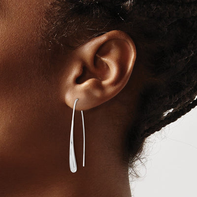 Sterling Silver Rh-Plated Polished Teardrop Threader