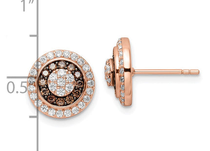 Sterling Silver Rose-tone Black Rhodium-plated CZ Fancy Post Earrings (Style QE15739)