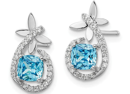 Sterling silver cubic zirconia butterfly earrings, alternate view