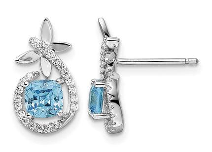 Sterling silver cubic zirconia butterfly earrings