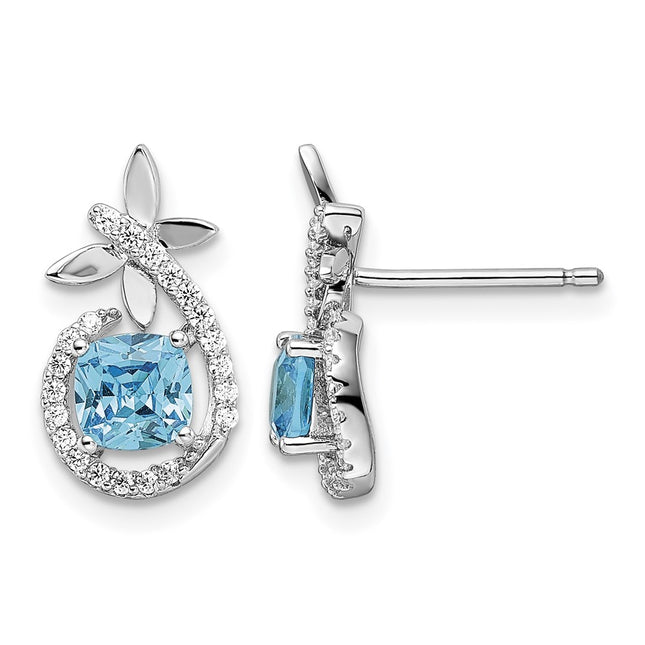 Sterling silver cubic zirconia butterfly earrings