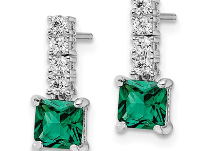 Sterling silver cubic zirconia drop earrings, alternate view