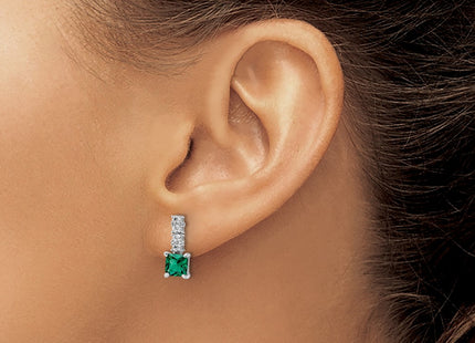 Sterling silver cubic zirconia drop earrings, another view