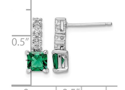 Sterling silver cubic zirconia drop earrings, further view