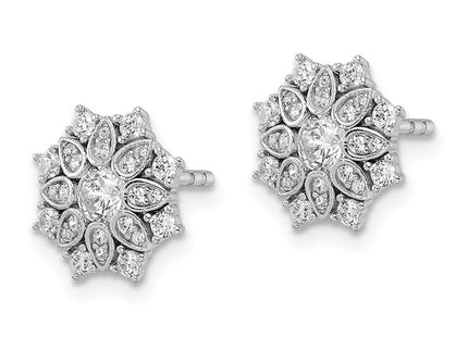 Sterling silver cubic zirconia snowflake earrings, alternate view