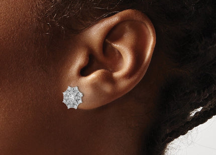 Sterling silver cubic zirconia snowflake earrings, another view