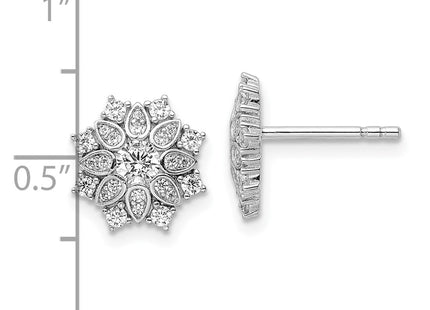Sterling silver cubic zirconia snowflake earrings, further view
