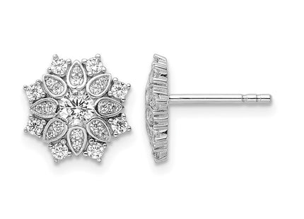 Sterling silver cubic zirconia snowflake earrings