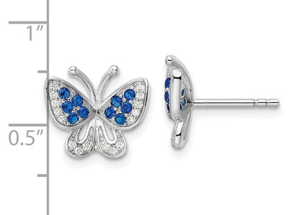 Sterling silver cubic zirconia butterfly earrings, further view