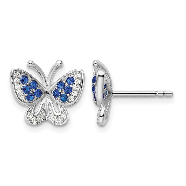 Sterling silver cubic zirconia butterfly earrings