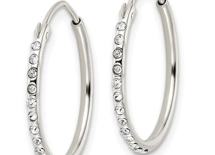 Sterling Silver Crystal Endless Hoop Earrings (Style QE15811)