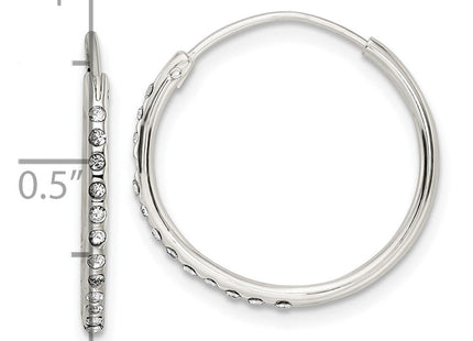 Sterling Silver Crystal Endless Hoop Earrings (Style QE15811)