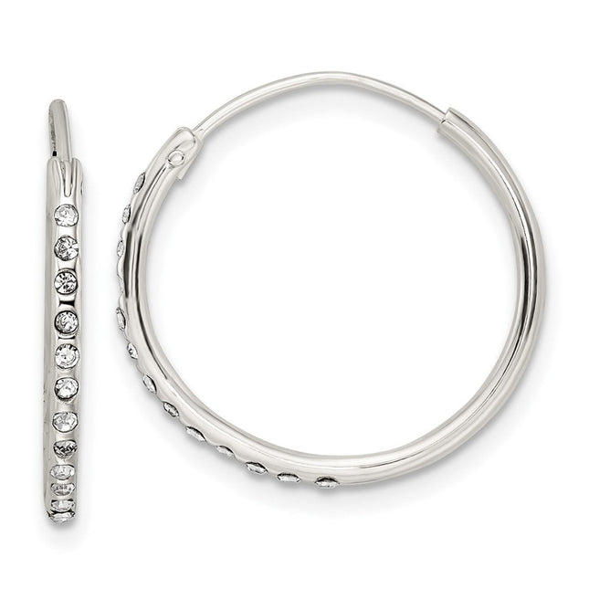 Sterling Silver Crystal Endless Hoop Earrings, 20 x 1.5mm